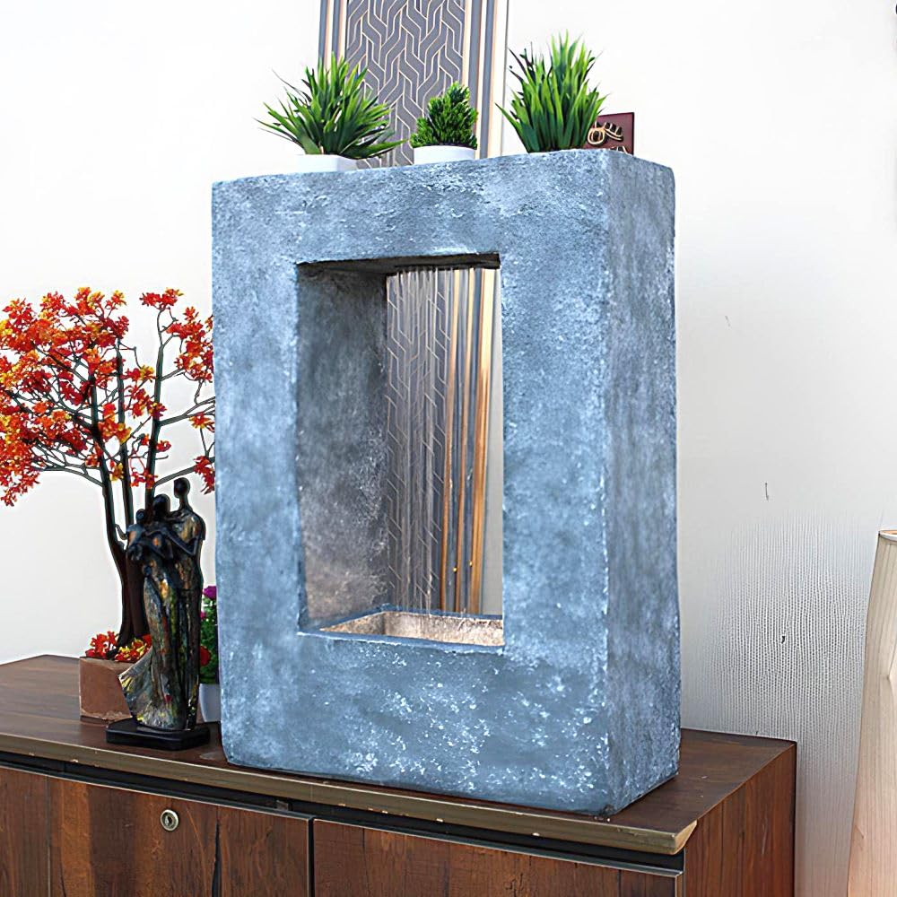 Square Planter Indoor Tabletop Fountain, Water Fountain for Living Room, Water Fountain for Home vastu