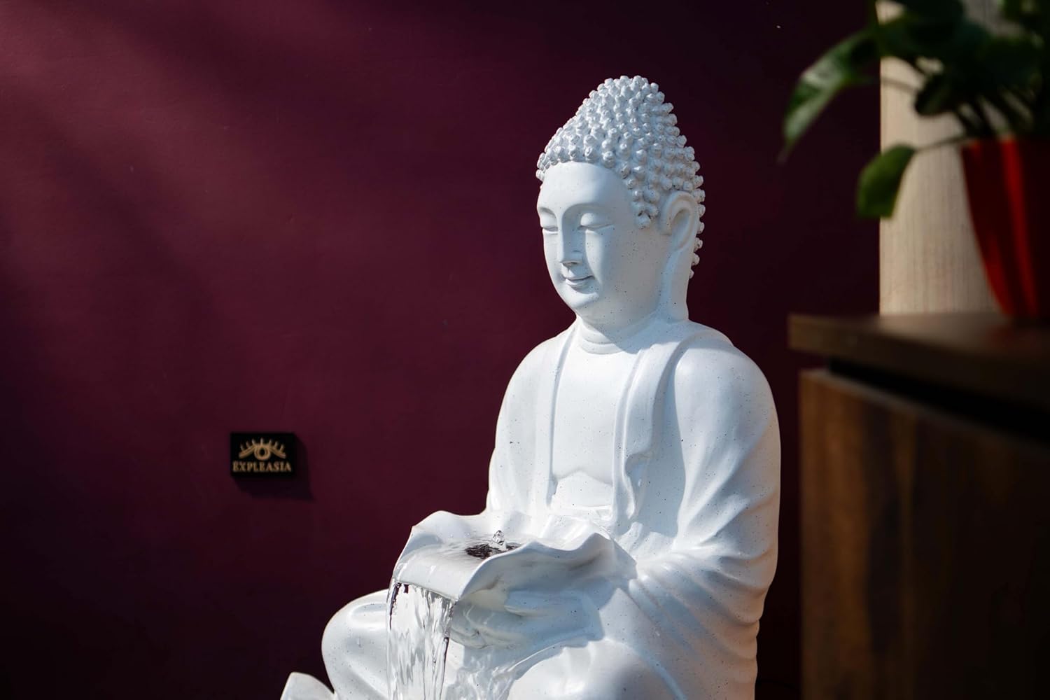Double Lotus Buddha Water Fountain for Home, Office, Garden water fountain for home decor with warranty on electrical parts, Clear hariline, intricate finishing