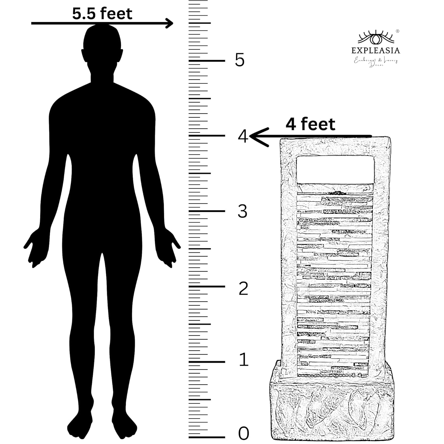 4Ft Rippled Slate Water Fall, Water Fountain For Home Big Size, Water Fountain For Home Vastu, Fountain For Home Decor Waterfall