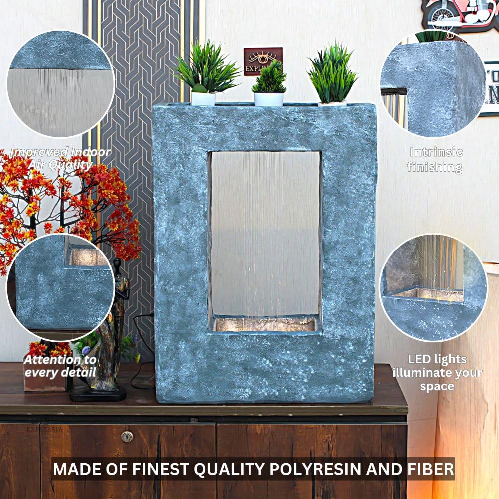 Square Planter Indoor Tabletop Fountain, Water Fountain for Living Room, Water Fountain for Home vastu