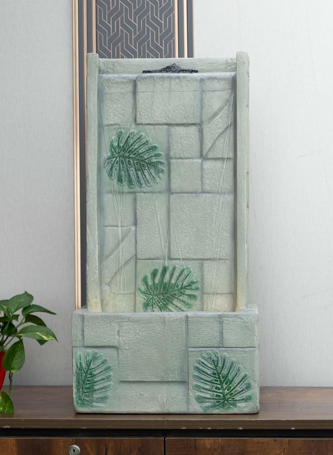 Medium Size Table Top Leaf Slate Water Fall Water Fountain for Home, Office, Garden | Housewarming Item |Water Fountain Indoor Home Decor