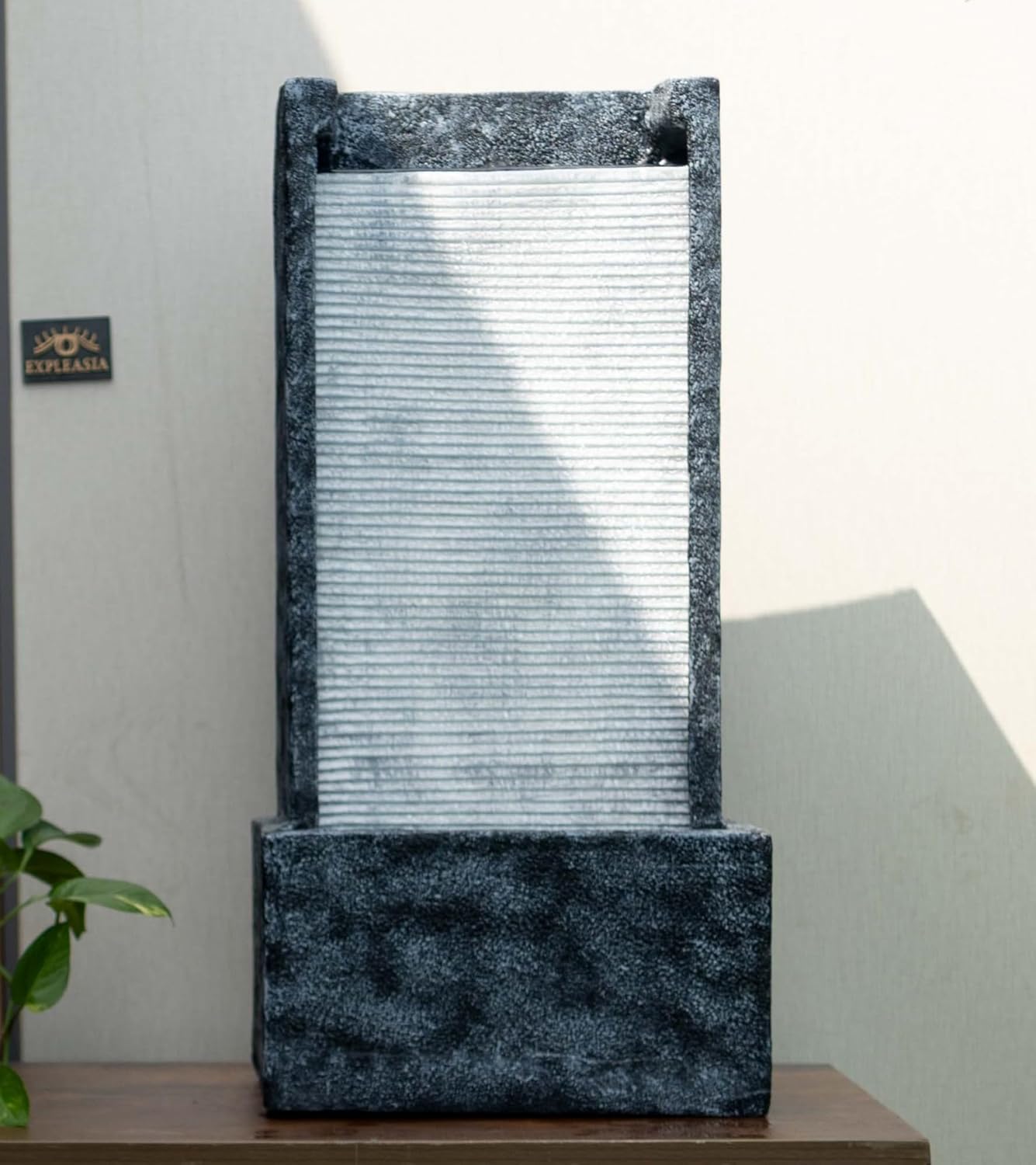 Medium Size Table Top Leaf Slate Water Fall Water Fountain for Home, Office, Garden | Housewarming Item |Water Fountain Indoor Home Decor