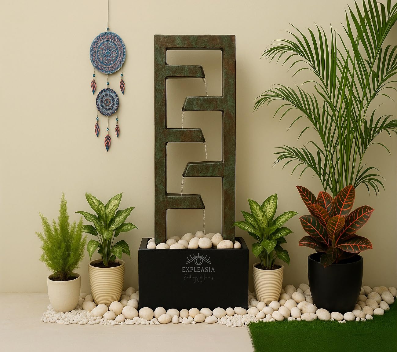 4Ft Zigzag Indoor Water Fountain For Home,Vastu,Fountain For Home Décor Waterfall,Indoor Water Fountain For Home Décor Big Size