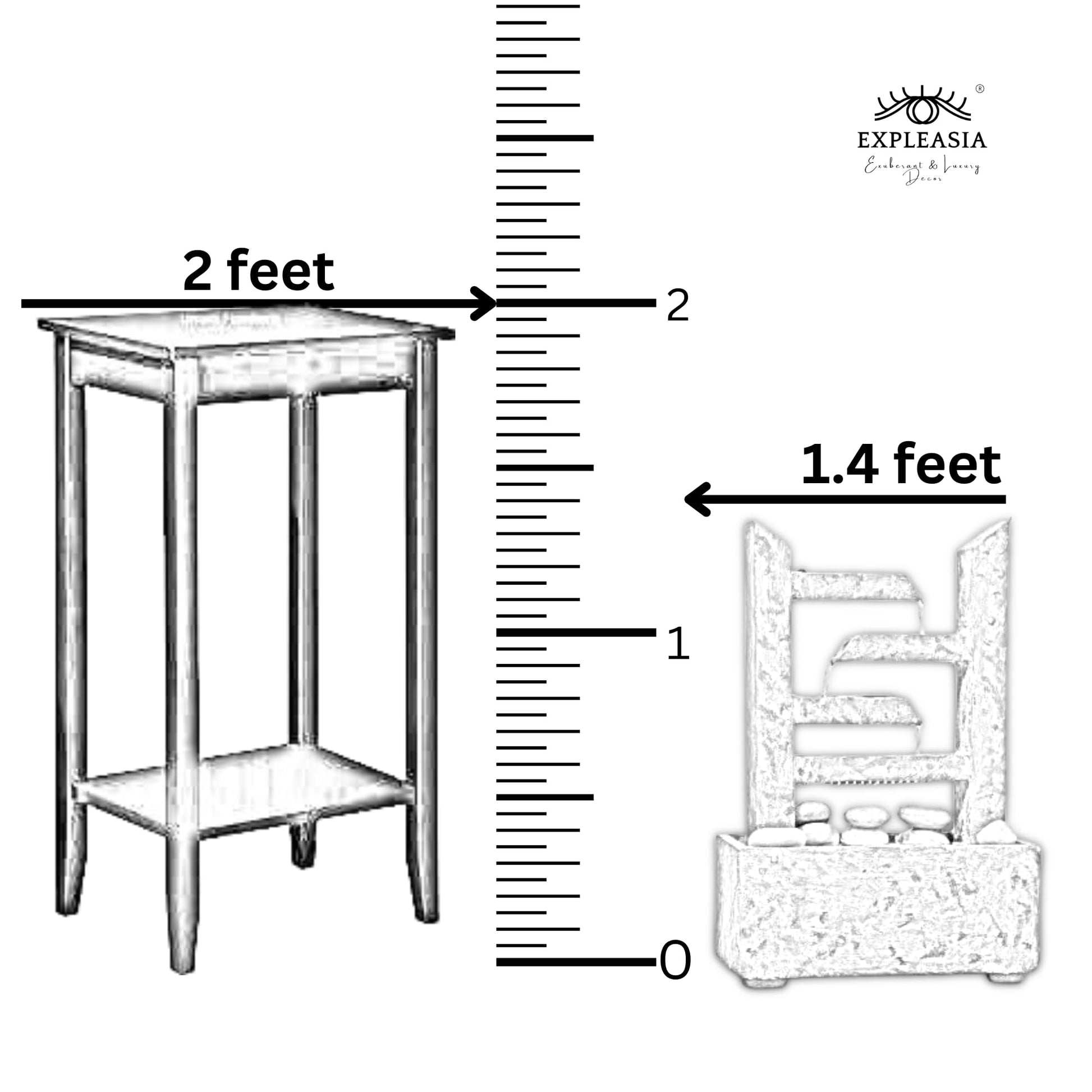 Zigzag Modern Zen Cascading Indoor Tabletop Water Fountain with Light Natural Slate Stone River Rock for Table Desk-Top Home Office Bedroom House Living Room