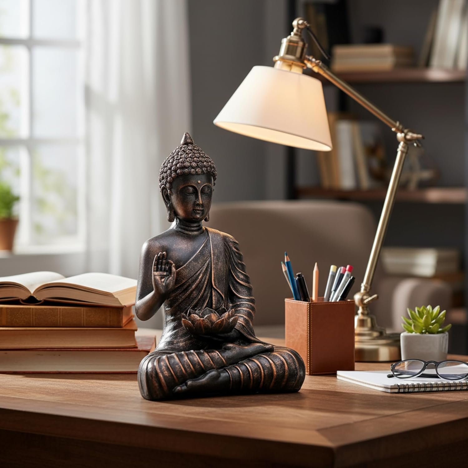 Buddha Statue with a Tea Light in Hand is a Beautiful and Serene Addition to Any Living Room, Bedroom or Office Space | Buddha | Buddha for Home Decor (Antique Copper))