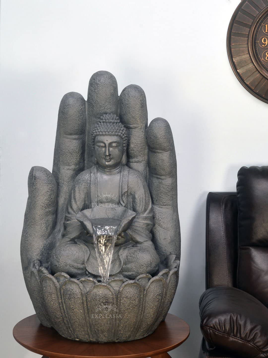 Embossed Palm Buddha Water Fountain for Home, Indoor Water Fountain Big Size, Fountain for Home vastu, Buddha Fountain 3 feet