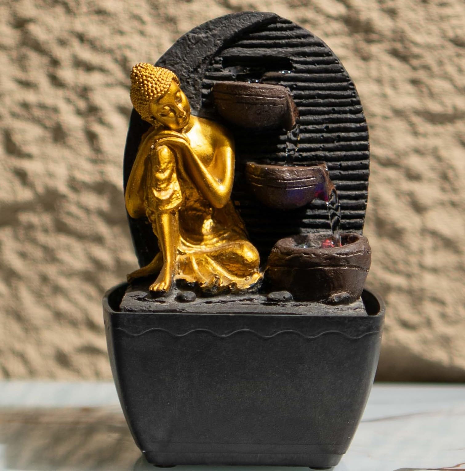 Mini Buddha Table top Water Fountain for Home and Office | |Living Room Decor| Gift Items | (Resting Buddha) Buddha Water Fountain, Buddha Fountain