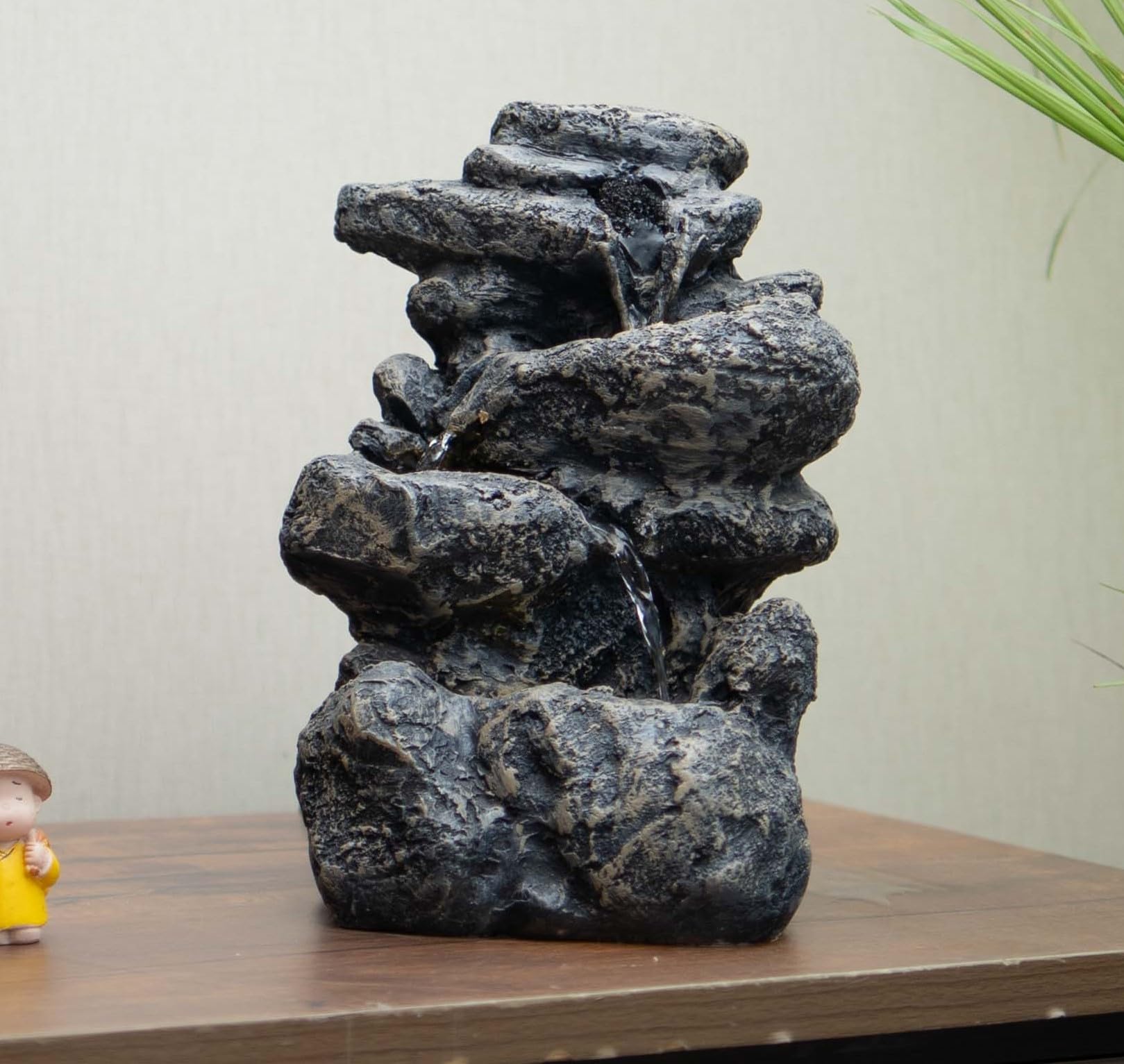 3Tier Mini Rock Stone Table top Water Fountain for Home Decoration, Fountain for Home with Led Lights. Water Fountain for Home Decor, Table top Fountain