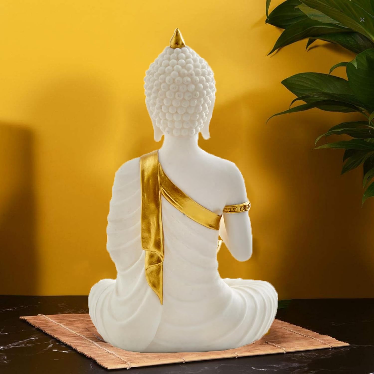 Buddha Statue with a Tea Light in Hand is a Beautiful and Serene Addition to Any Living Room, Bedroom or Office Space | Buddha | Buddha for Home Decor (White)