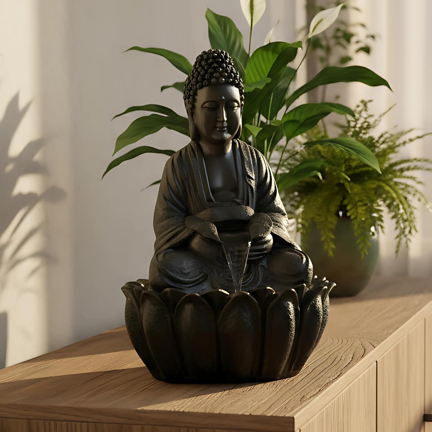 2ft Lotus Buddha Water Fountain for Home, Office, Buddha Water Fountain for Home, Buddha Water Fountain Indoor Home décor, Buddha Fountain Small