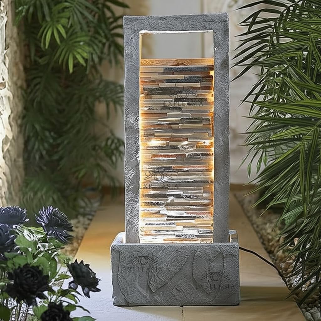 4Ft Rippled Slate Water Fall, Water Fountain For Home Big Size, Water Fountain For Home Vastu, Fountain For Home Decor Waterfall