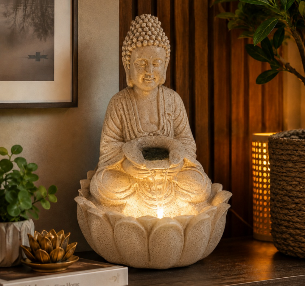 2ft Lotus Buddha Water Fountain for Serene Home & Office Decor