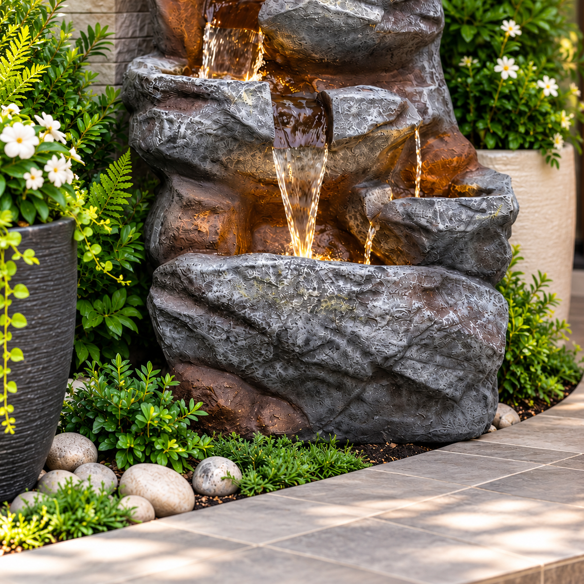 Rainforest Waterfall Fountain - Large Size for Home, Garden & Vastu Harmony