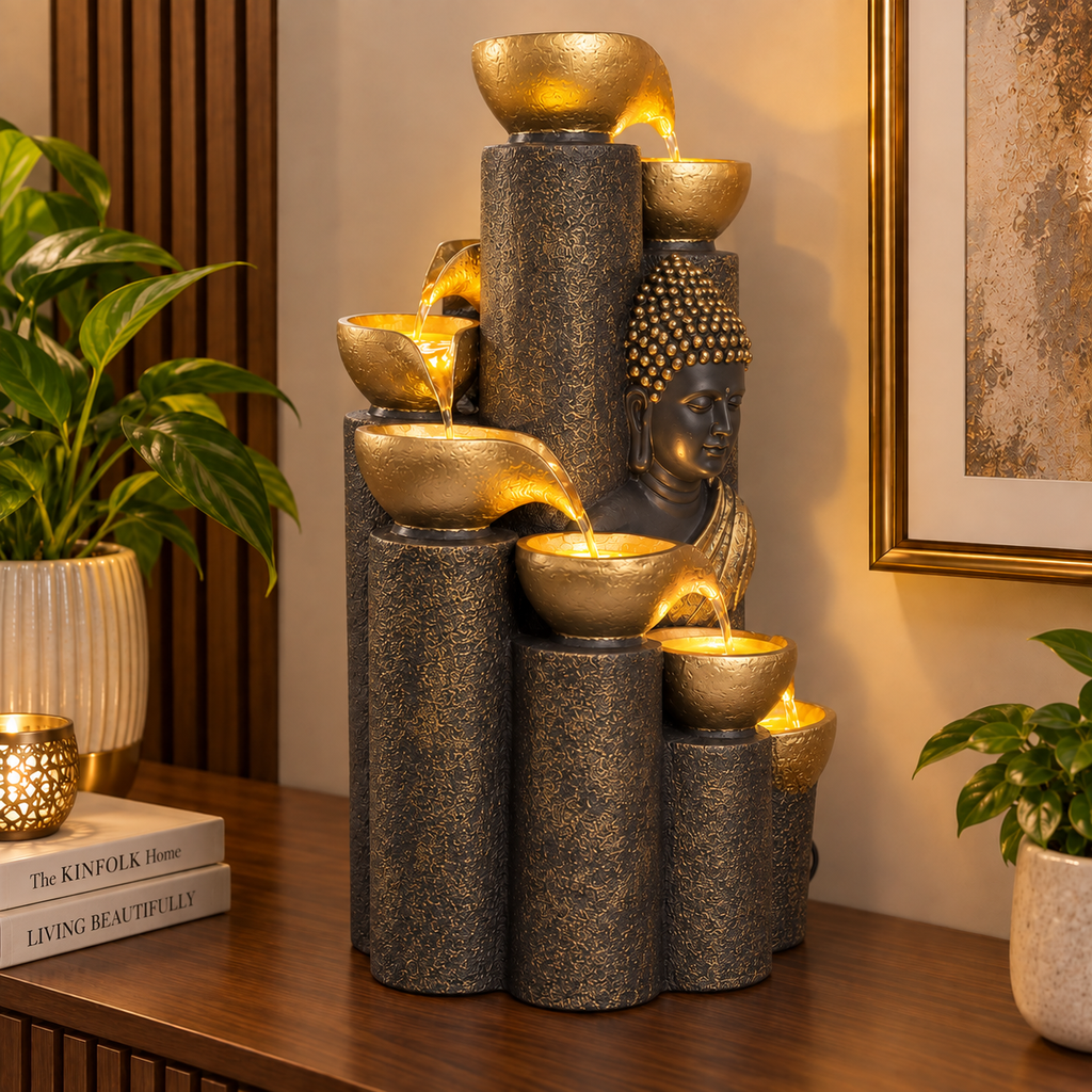 Bamboo Buddha Water Fountain – Elegant Décor for Home, Garden & Vastu