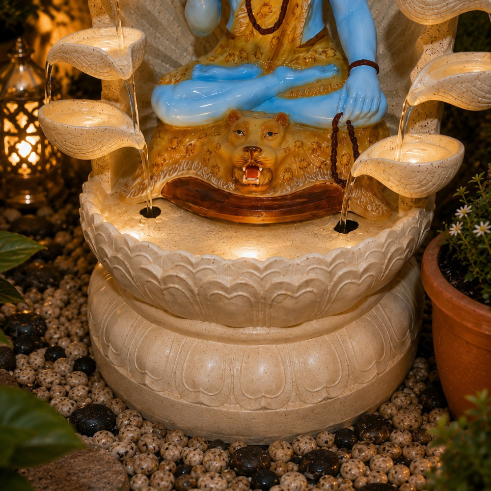 Lord Shiva Lotus Leaf Shower Water Fountain with LED – 40 inch