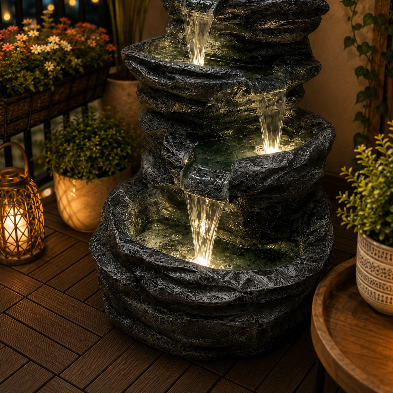 5 Tier Rock Water Fountain – Big Size | For Garden & Home Vastu