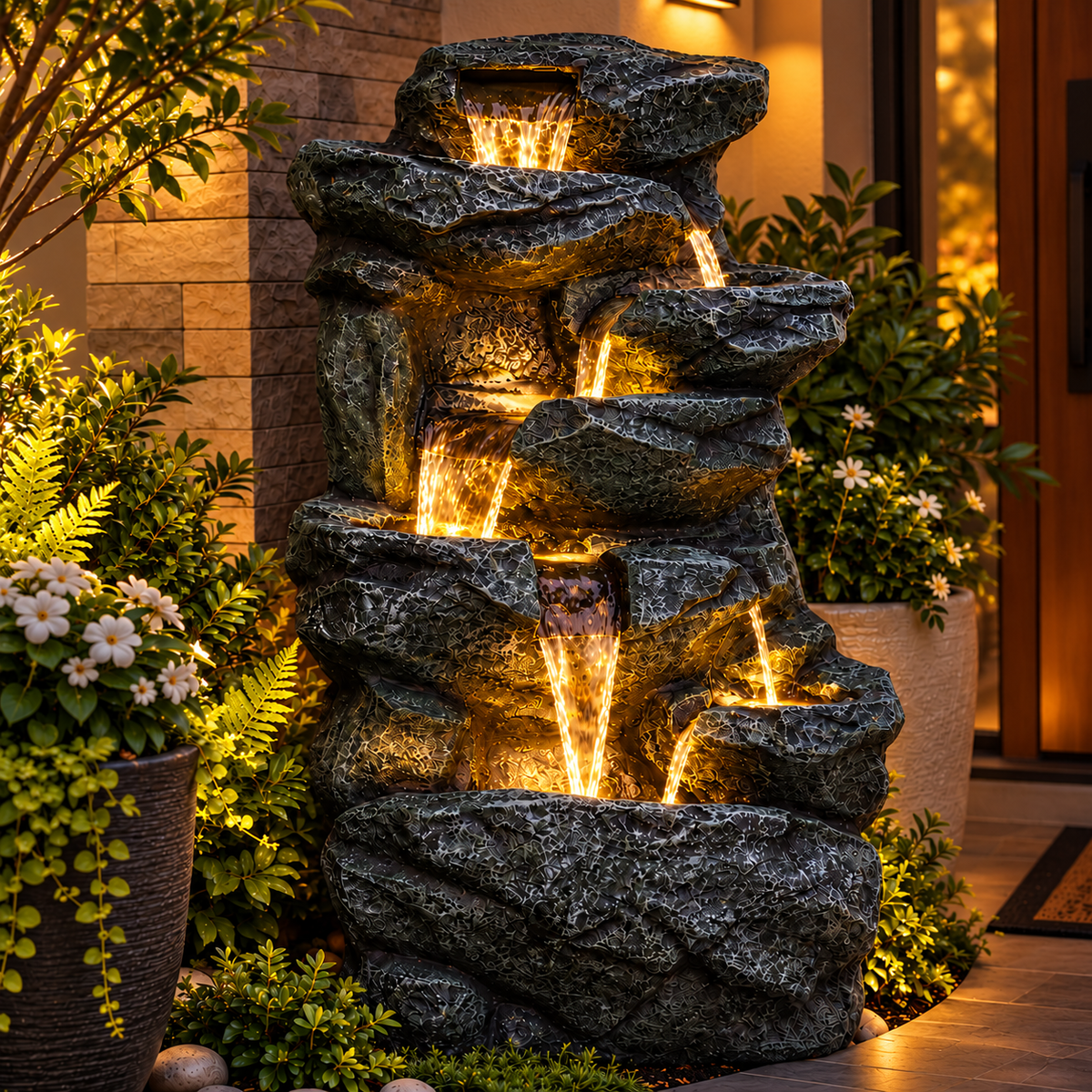 Rainforest Waterfall Fountain - Large Size for Home, Garden & Vastu Harmony