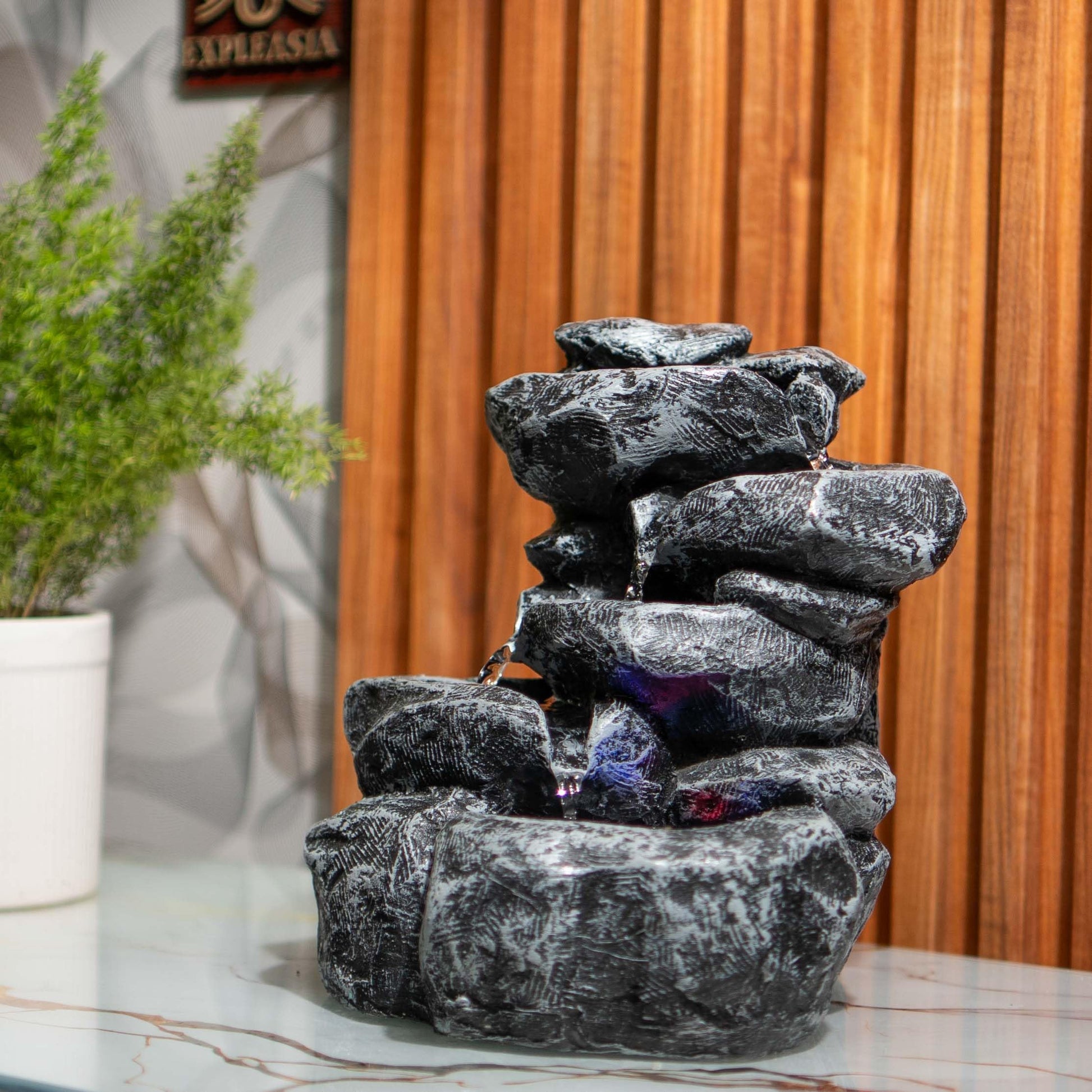 Mini Divine Lotus Buddha Water Fountain for Table Decor | Living Room Decor | Gift Items | Home & Office Decor Item | Buddha Water Fountain | Table top Water Fountain, Resin