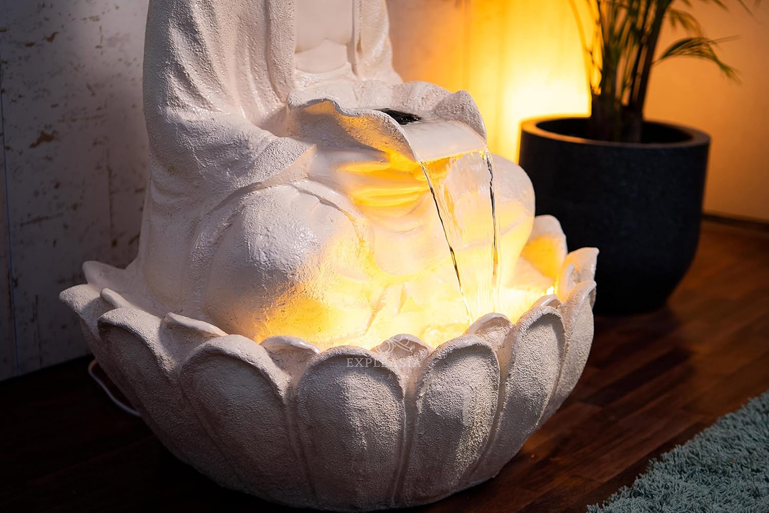 Lotus Buddha Water Fountain for Home, Indoor Fountain Big Size, for Garden, Home vastu, Buddha Fountain with electrcials Warranty, 3 feet