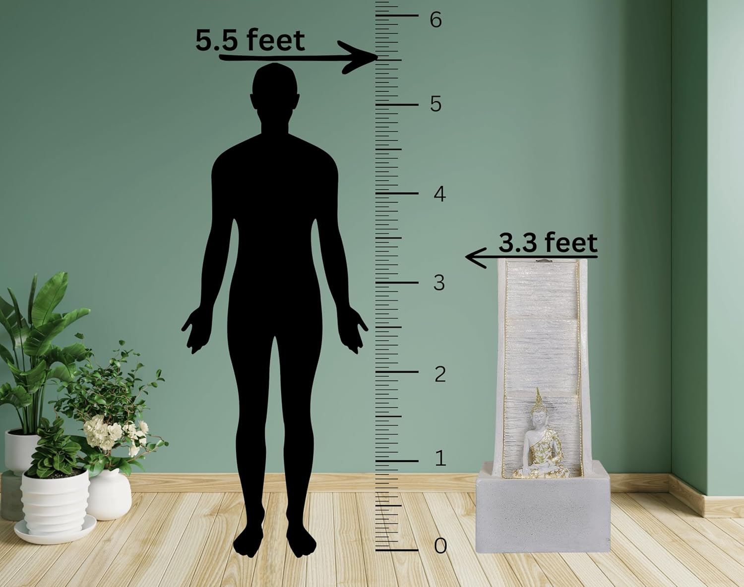 3 Step Slate Buddha Water Fountain for Home, Garden, Indoor Fountain Big Size, vastu, Buddha Water Fountain Indoor Home décor