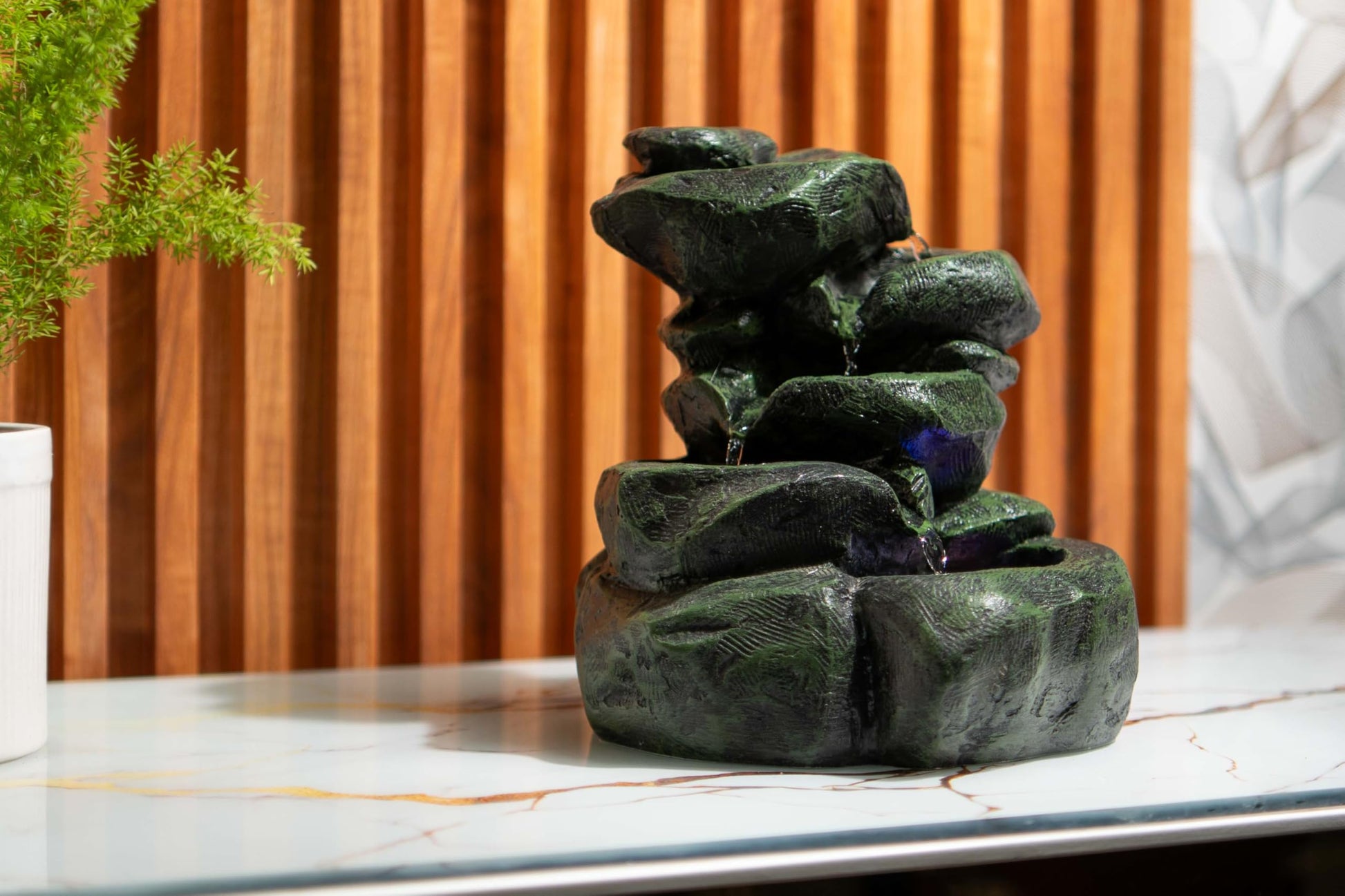 Mini Divine Lotus Buddha Water Fountain for Table Decor | Living Room Decor | Gift Items | Home & Office Decor Item | Buddha Water Fountain | Table top Water Fountain, Resin