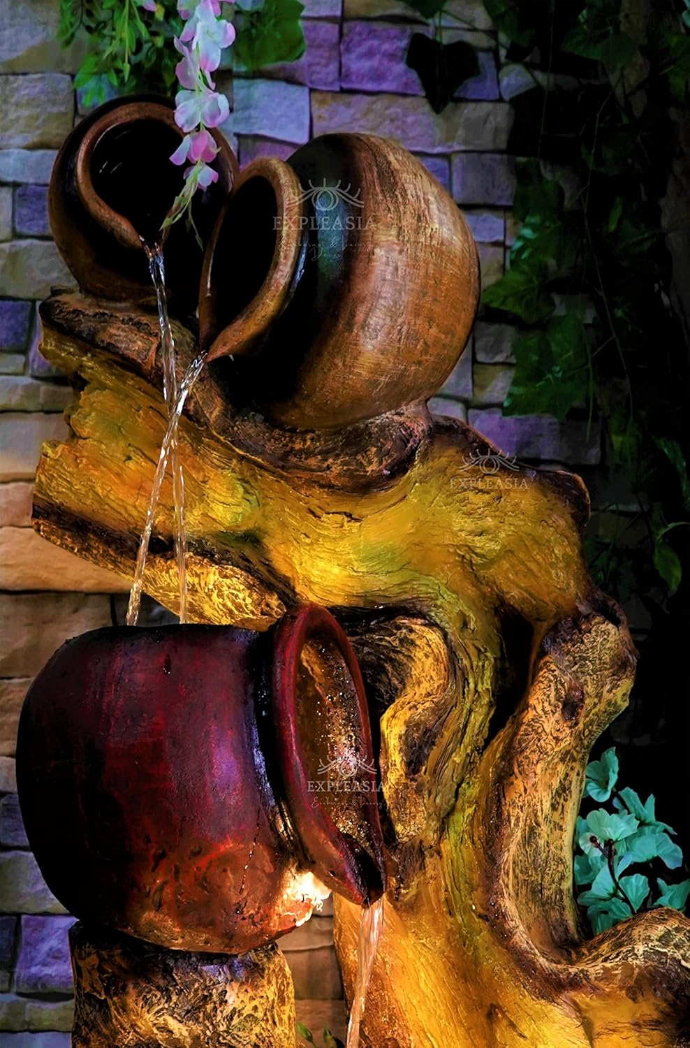 Natural Driftwood earthen Pot Water Fountain for Home, Water Fountain for Garden, Water Fountain for Home vastu, Fountain for Home décor Waterfall