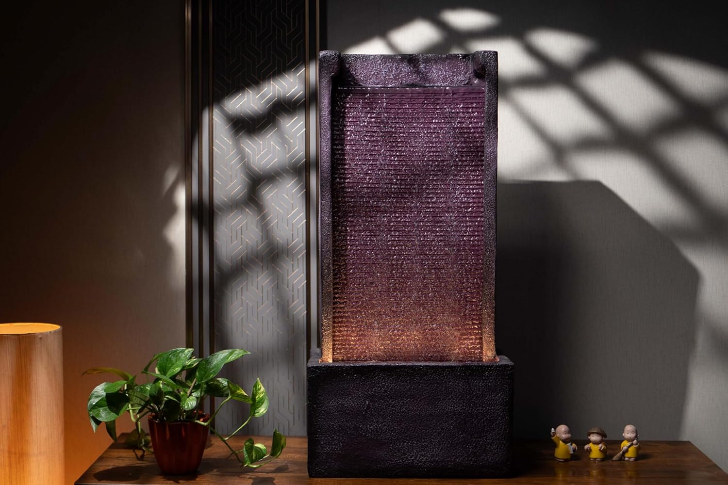 Medium Size Table Top Leaf Slate Water Fall Water Fountain for Home, Office, Garden | Housewarming Item |Water Fountain Indoor Home Decor