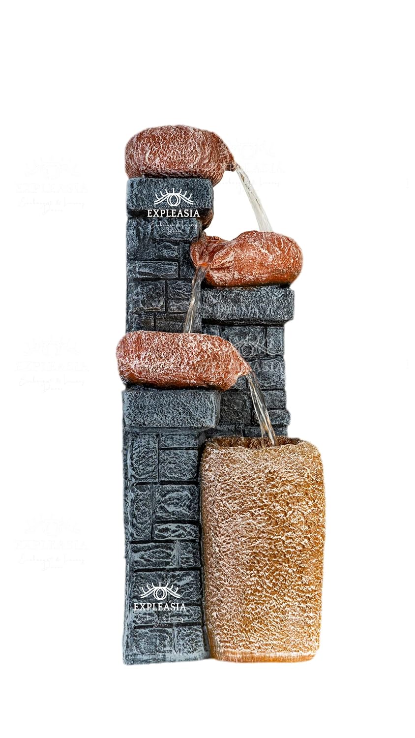 4 Tiered Stone Bowl Water Fountain, Water Fountain for Garden, Water Fountain for Home vastu, Waterfall Fountain Indoor Home décor, Buddha Fountain