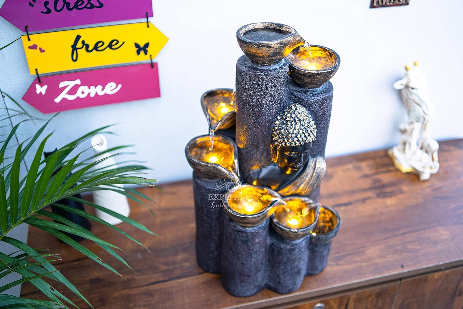 Bamboo Buddha Water Fountain for Home, Indoor Water Fountain,  Water Fountain for Garden, Water Fountain for Home vastu