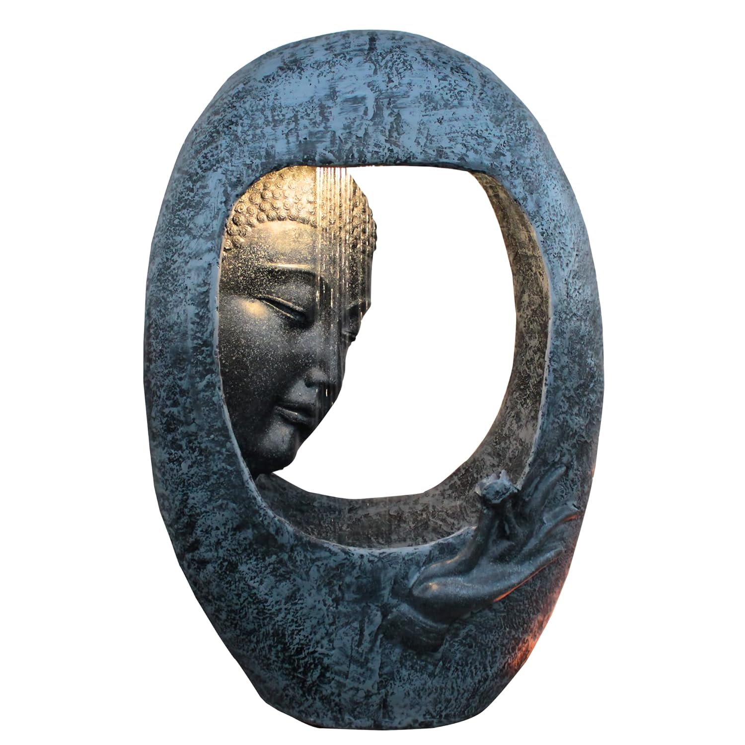 Buddha face Shower Water Fountain for Home, for Garden, Office, Commercial Spaces Indoor Fountain Big Size, Water Fountain for Home vastu, Buddha Fountain 3 feet ( Dark Grey)