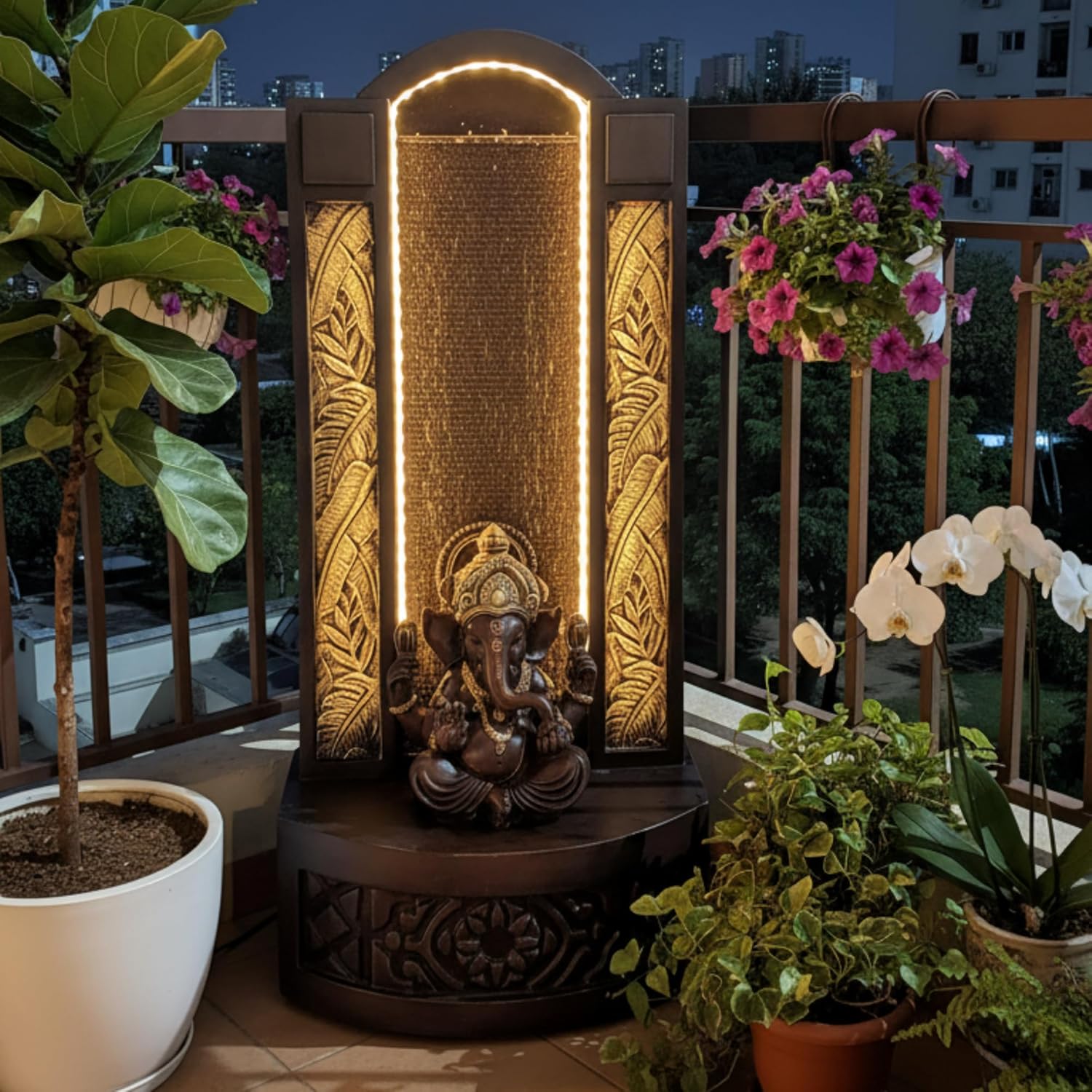 Slate Ganesh 4ft Water Fountain for Home, Indoor Big Size Fountain, Garden, vastu (Brown)