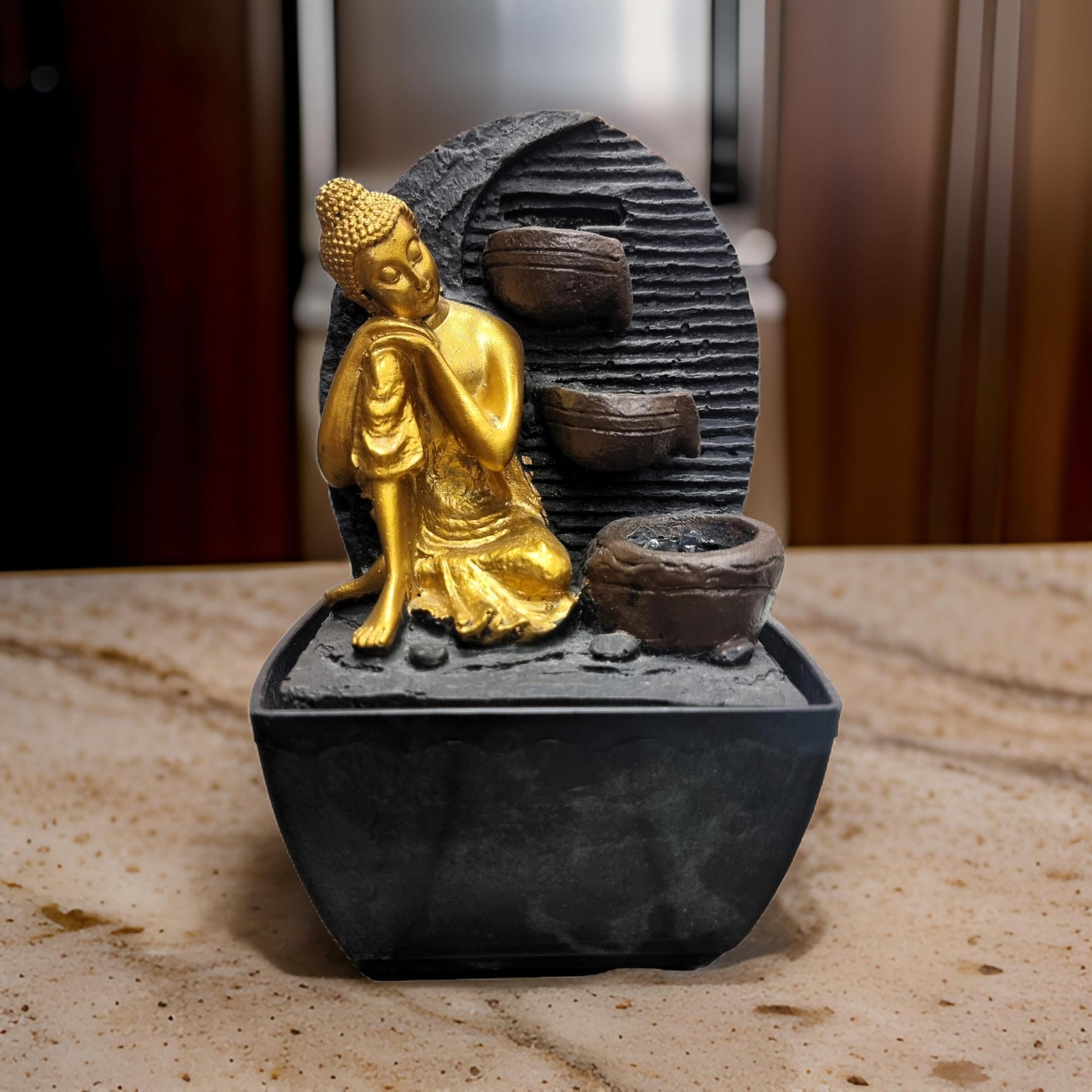 Mini Buddha Table top Water Fountain for Home and Office | |Living Room Decor| Gift Items | (Resting Buddha) Buddha Water Fountain, Buddha Fountain