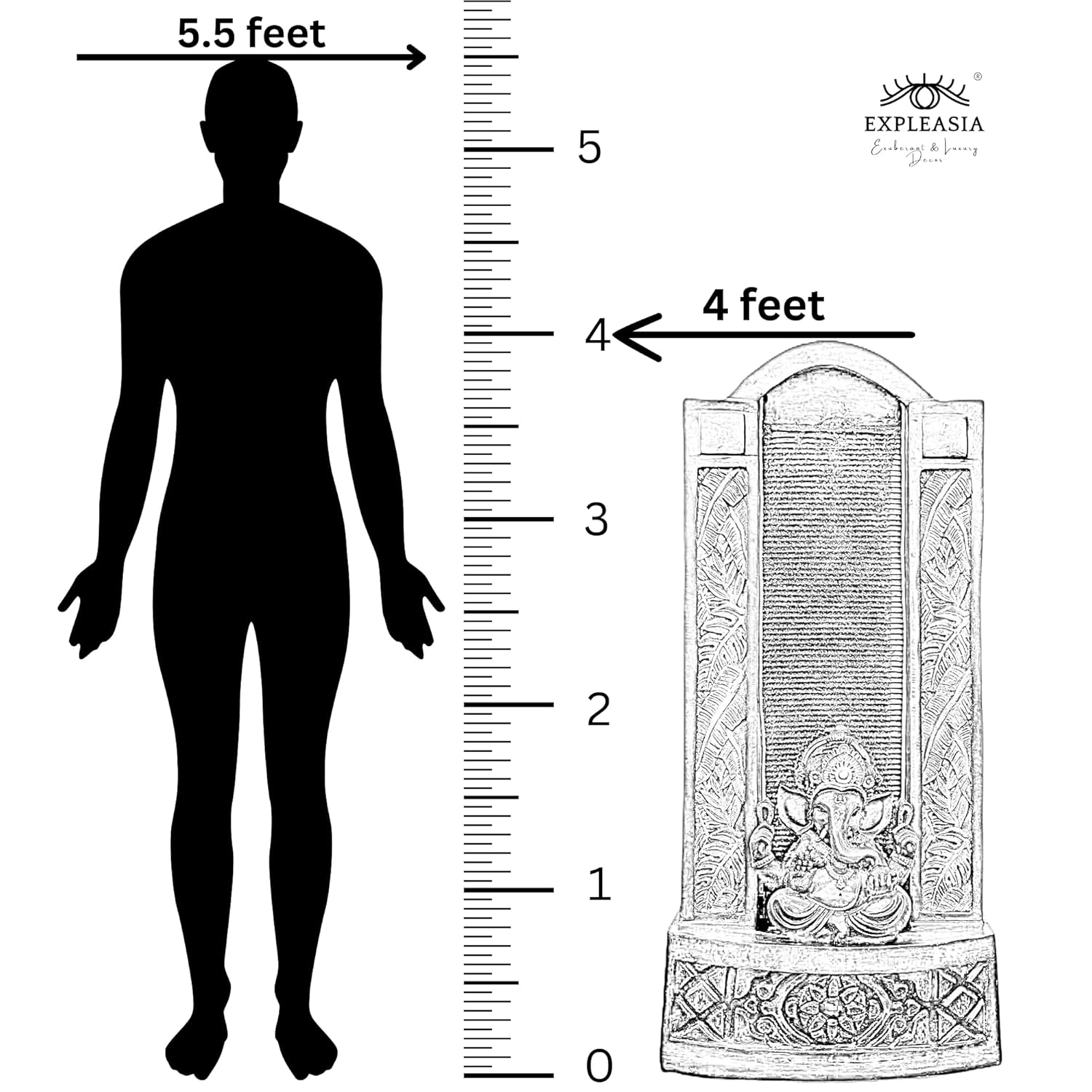 Slate Ganesh 4ft Water Fountain for Home, Indoor Big Size Fountain, Garden, vastu (Brown)