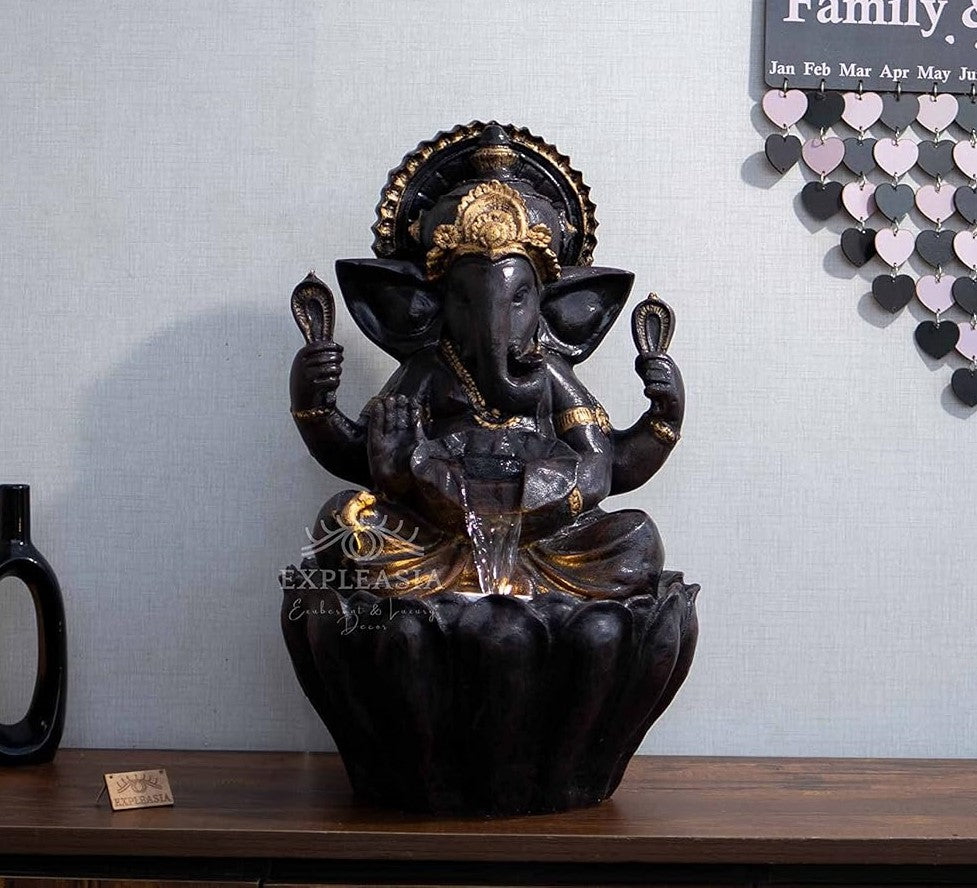 Table Top 2ft Lotus Ganesha Water Fountain for Home, Indoor Water Fountain, Water Fountain for Home vastu, Ganesha Fountain for Home décor Waterfall