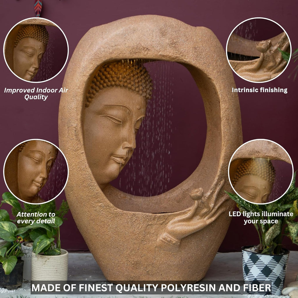 Buddha face Shower Water Fountain for Home, for Garden, Office, Commercial Spaces Indoor Fountain Big Size, Water Fountain for Home vastu, Buddha Fountain 3 feet