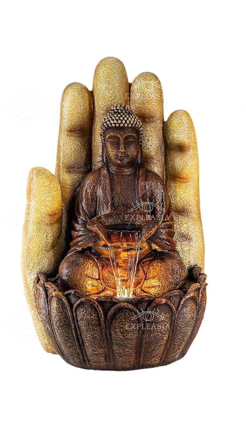 Embossed Palm Buddha Water Fountain for Home, Indoor Water Fountain Big Size, Fountain for Home vastu, Buddha Fountain 3 feet