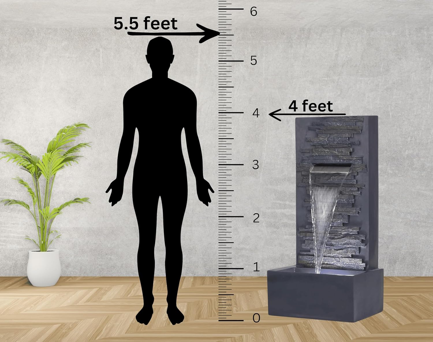 4ft Stone Wall Waterfall, Water Fountain for Home, Living Room, Home Vastu, Offices, Outdoor Garden Big Size Fountain for Home décor Waterfall, Outdoor Fountain