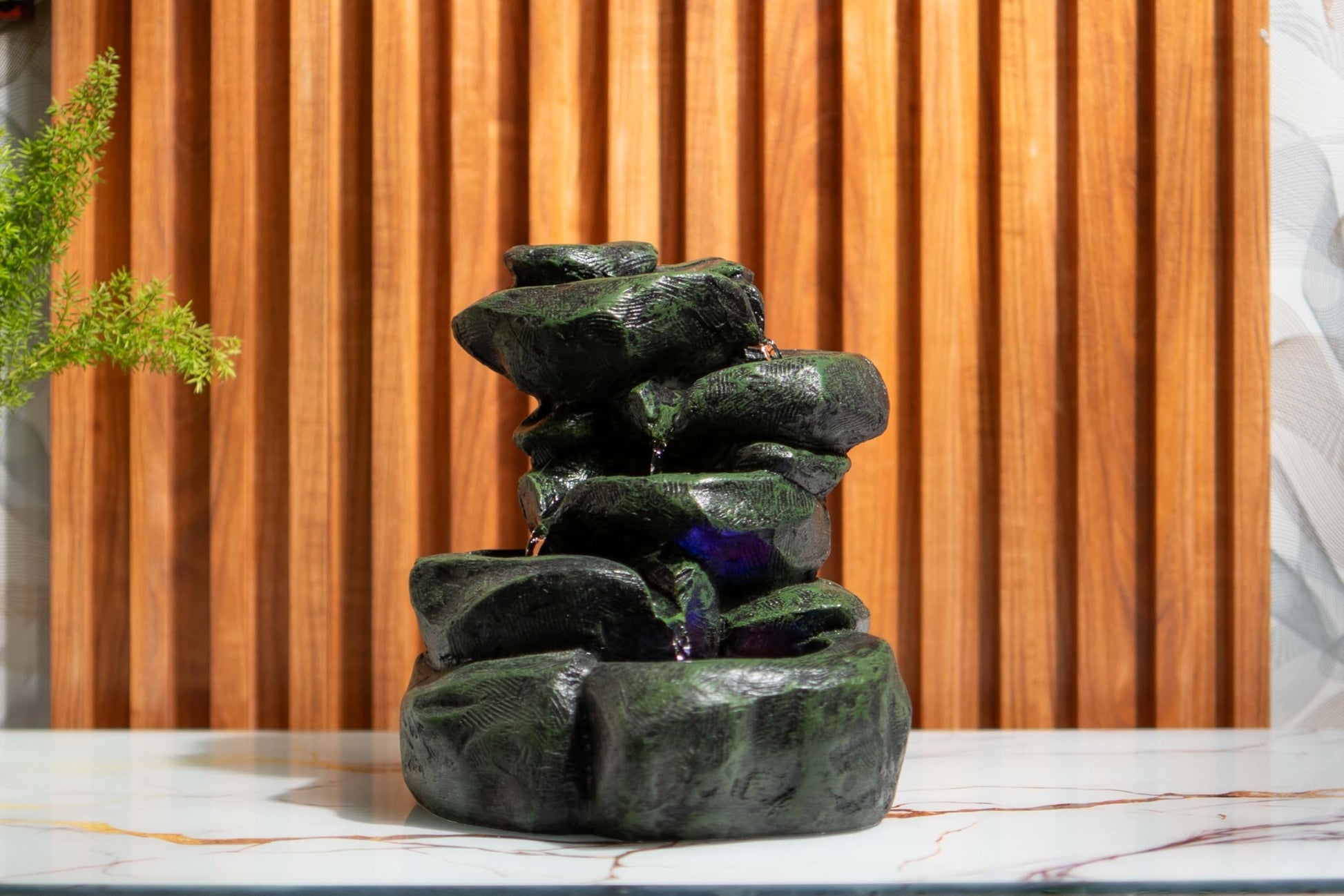 Mini Divine Lotus Buddha Water Fountain for Table Decor | Living Room Decor | Gift Items | Home & Office Decor Item | Buddha Water Fountain | Table top Water Fountain, Resin