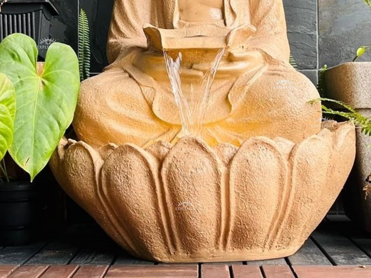 Lotus Buddha Water Fountain for Home, Indoor Fountain Big Size, for Garden, Home vastu, Buddha Fountain with electrcials Warranty, 3 feet