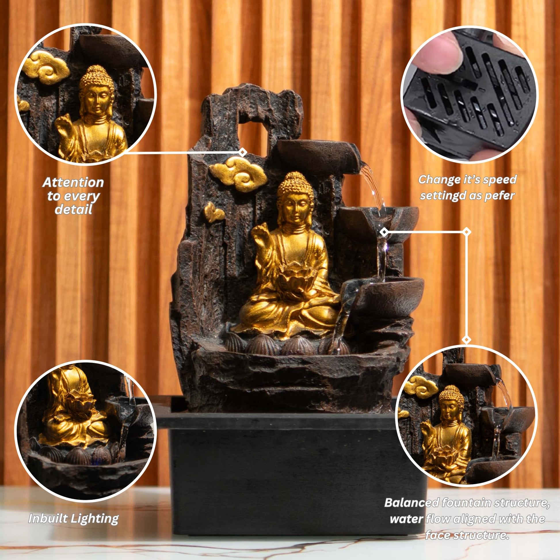 Mini Buddha Table top Water Fountain for Home and Office | |Living Room Decor| Gift Items | Home & Office Decor Item