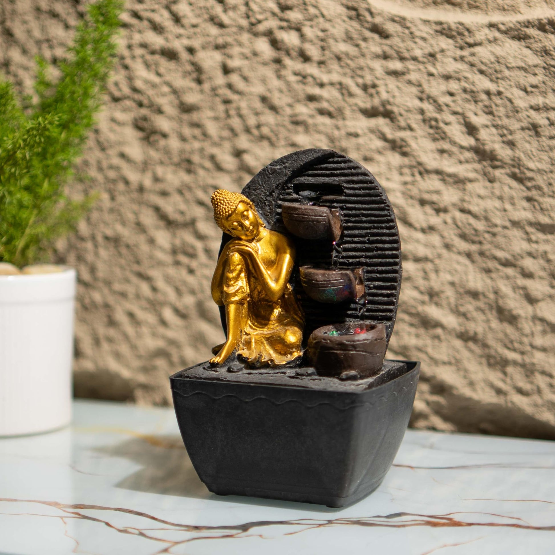 Mini Buddha Table top Water Fountain for Home and Office | |Living Room Decor| Gift Items | (Resting Buddha) Buddha Water Fountain, Buddha Fountain