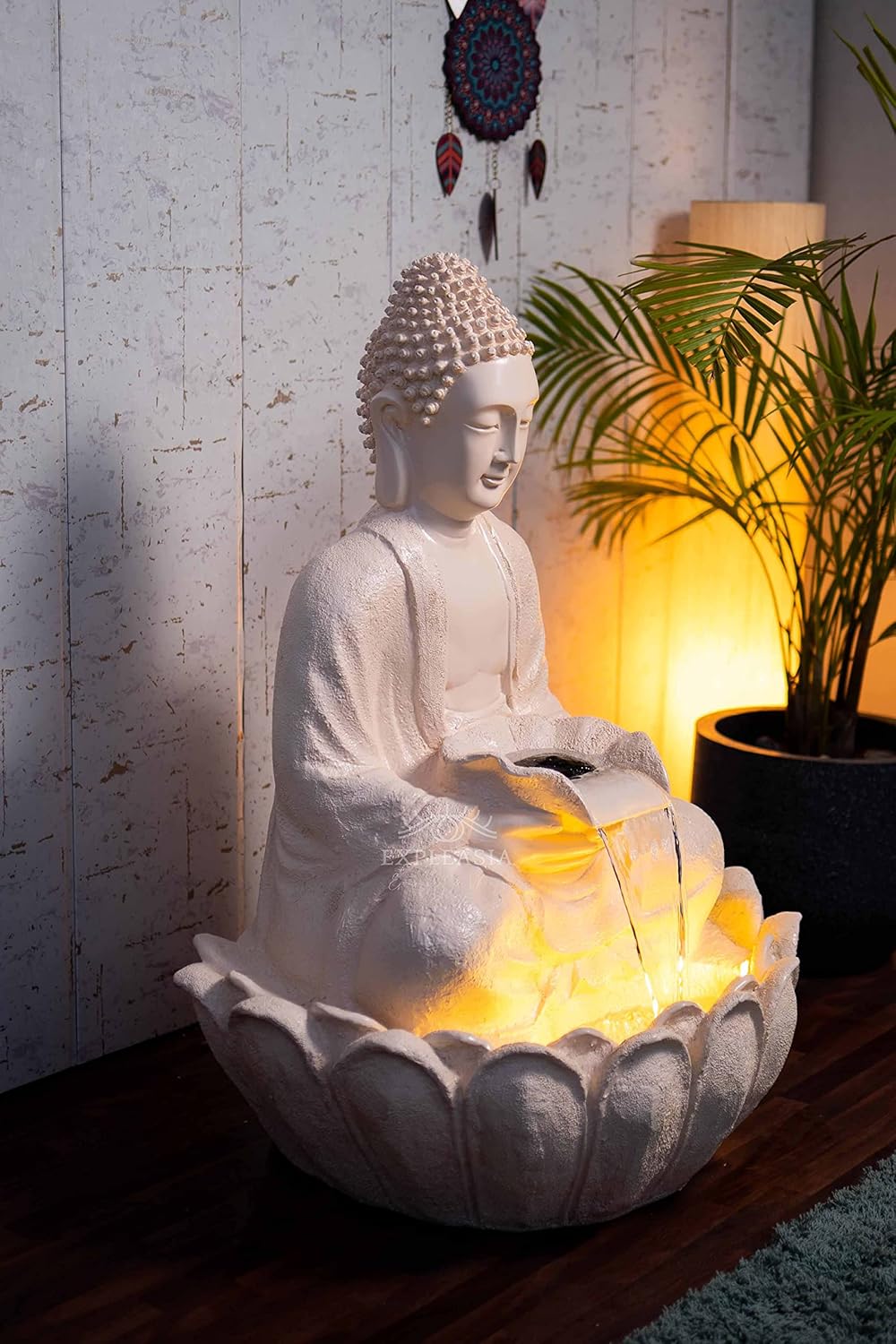 Lotus Buddha Water Fountain for Home, Indoor Fountain Big Size, for Garden, Home vastu, Buddha Fountain with electrcials Warranty, 3 feet