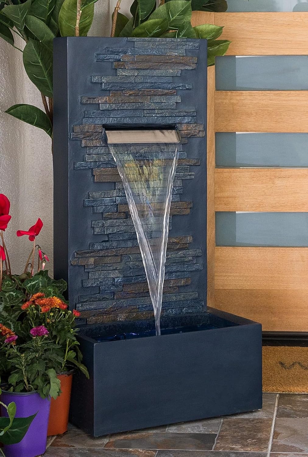 4ft Stone Wall Waterfall, Water Fountain for Home, Living Room, Home Vastu, Offices, Outdoor Garden Big Size Fountain for Home décor Waterfall, Outdoor Fountain