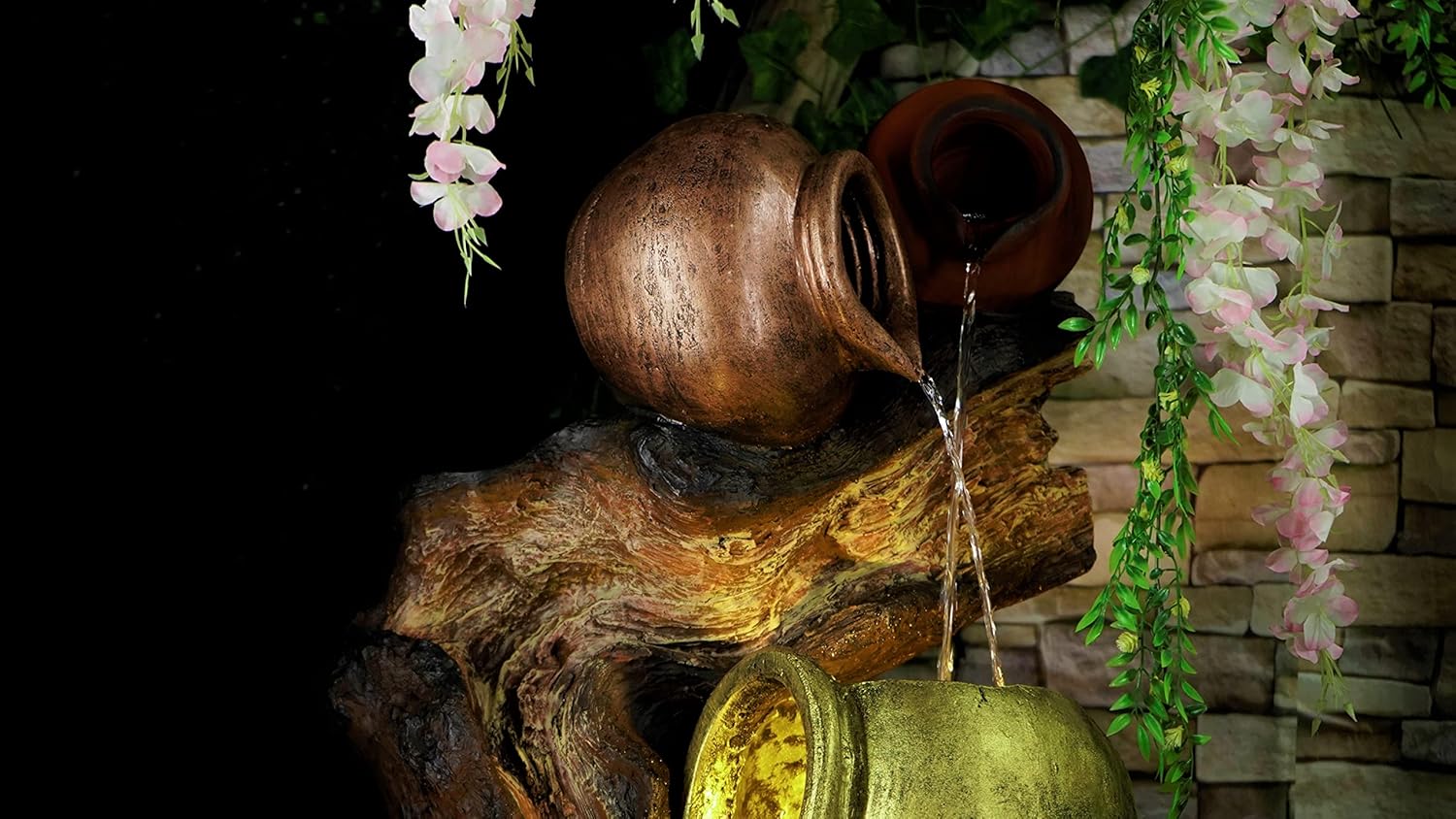 Natural Driftwood earthen Pot Water Fountain for Home, Water Fountain for Garden, Water Fountain for Home vastu, Fountain for Home décor Waterfall