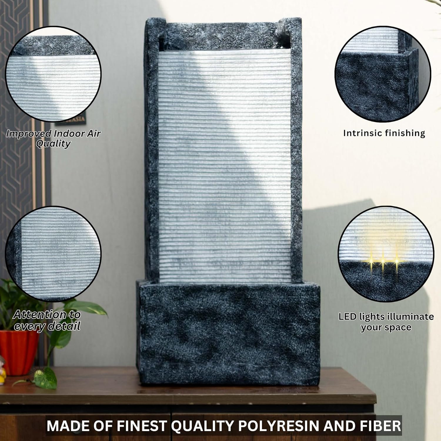 Medium Size Table Top Leaf Slate Water Fall Water Fountain for Home, Office, Garden | Housewarming Item |Water Fountain Indoor Home Decor