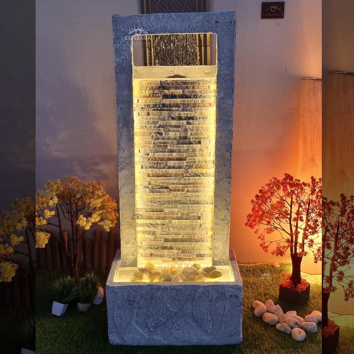 4Ft Rippled Slate Water Fall, Water Fountain For Home Big Size, Water Fountain For Home Vastu, Fountain For Home Decor Waterfall