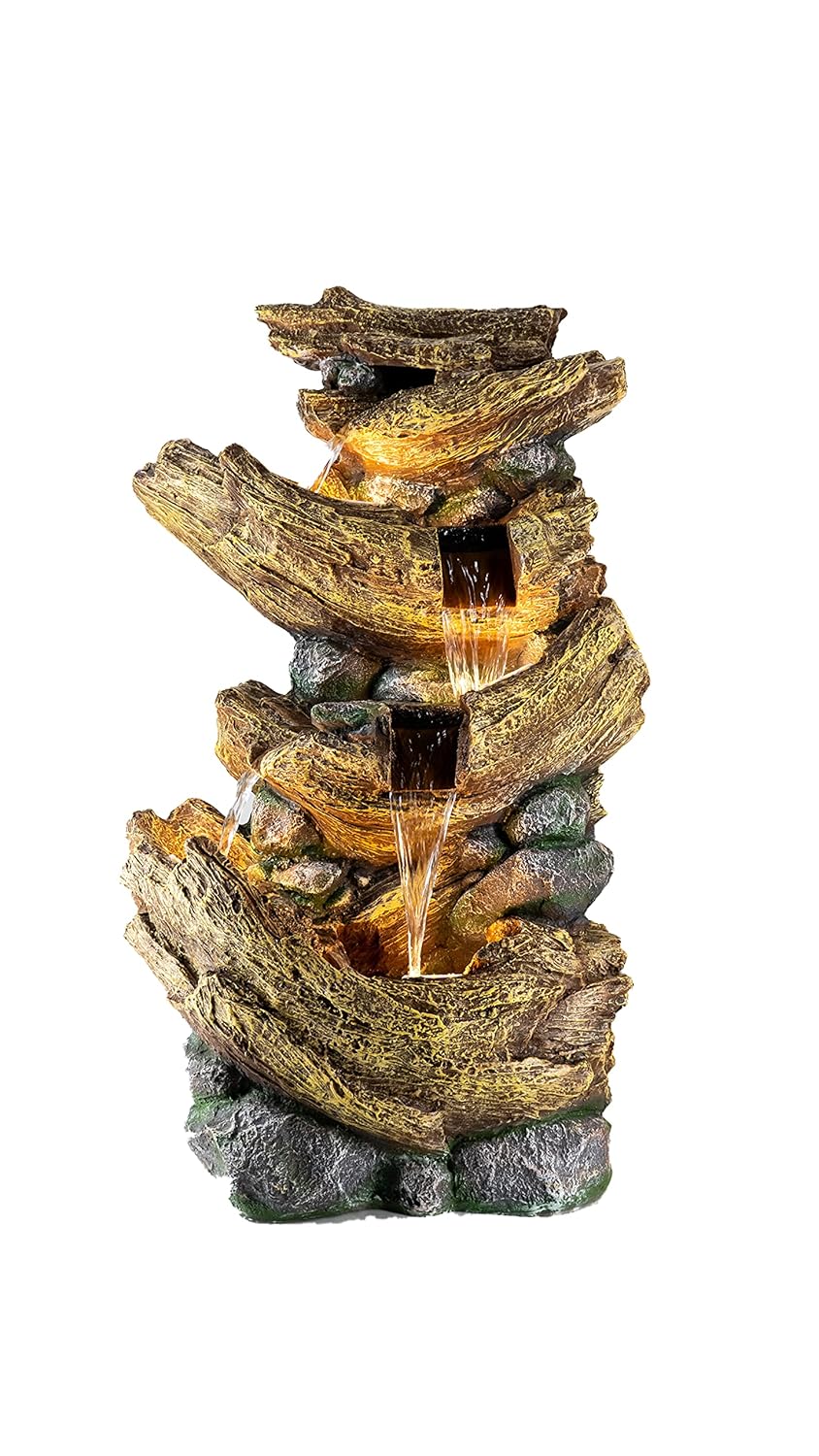 Nature Inspired Woodstone Water Fountain for Home & Garden, Indoor/Outdoor Waterfall, Big Size