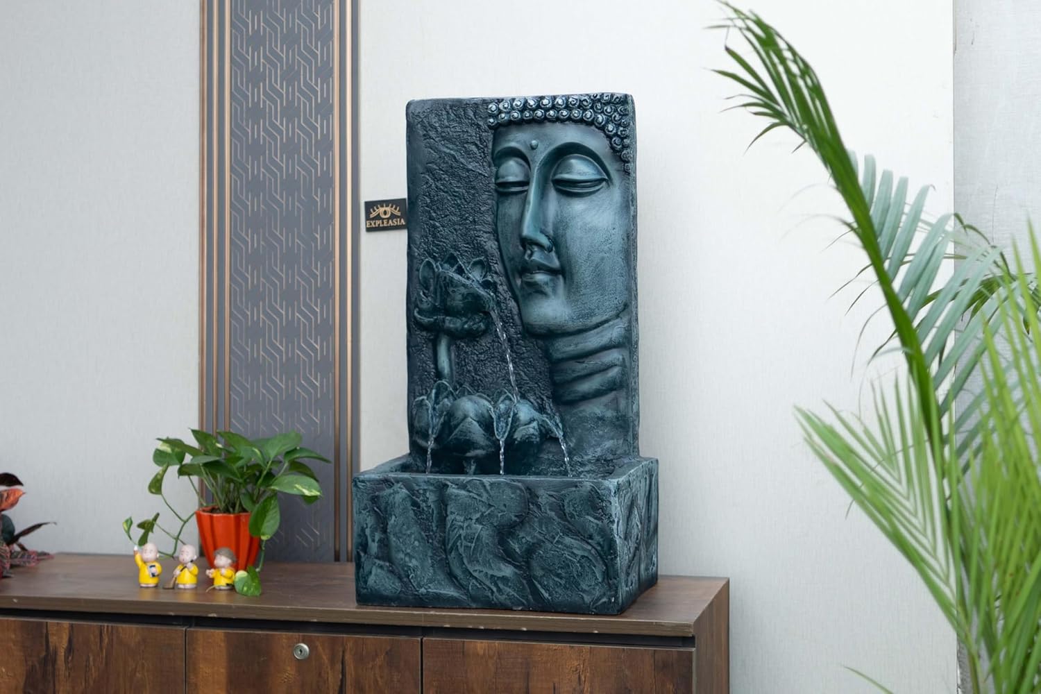 Buddha Face Wall Water Fountain, Buddha Fountain 3 feet, Indoor Water Fountain Big Size, Water Fountain for Garden, Water Fountain for Home vastu, Waterfall Fountain