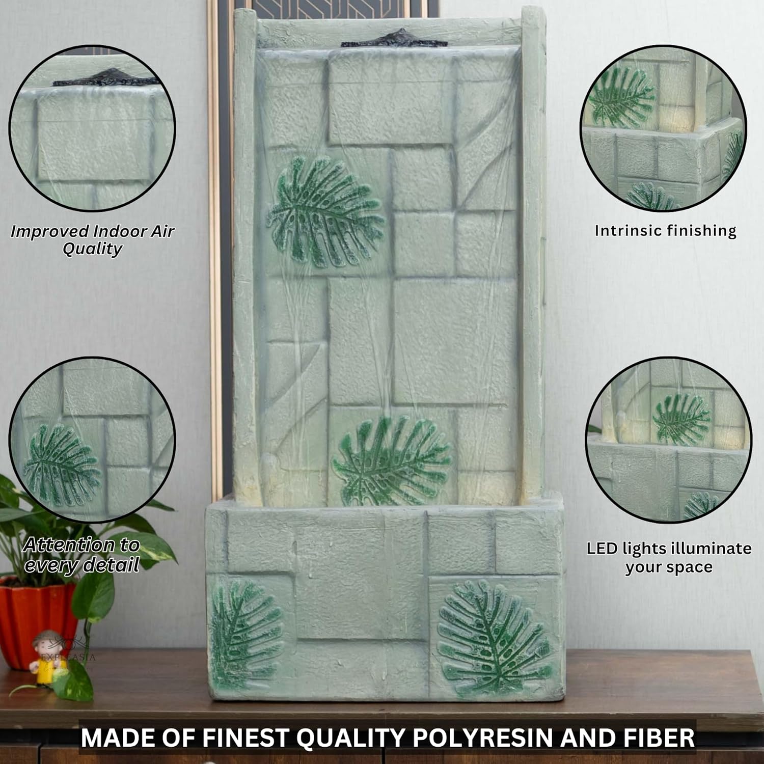 Medium Size Table Top Leaf Slate Water Fall Water Fountain for Home, Office, Garden | Housewarming Item |Water Fountain Indoor Home Decor