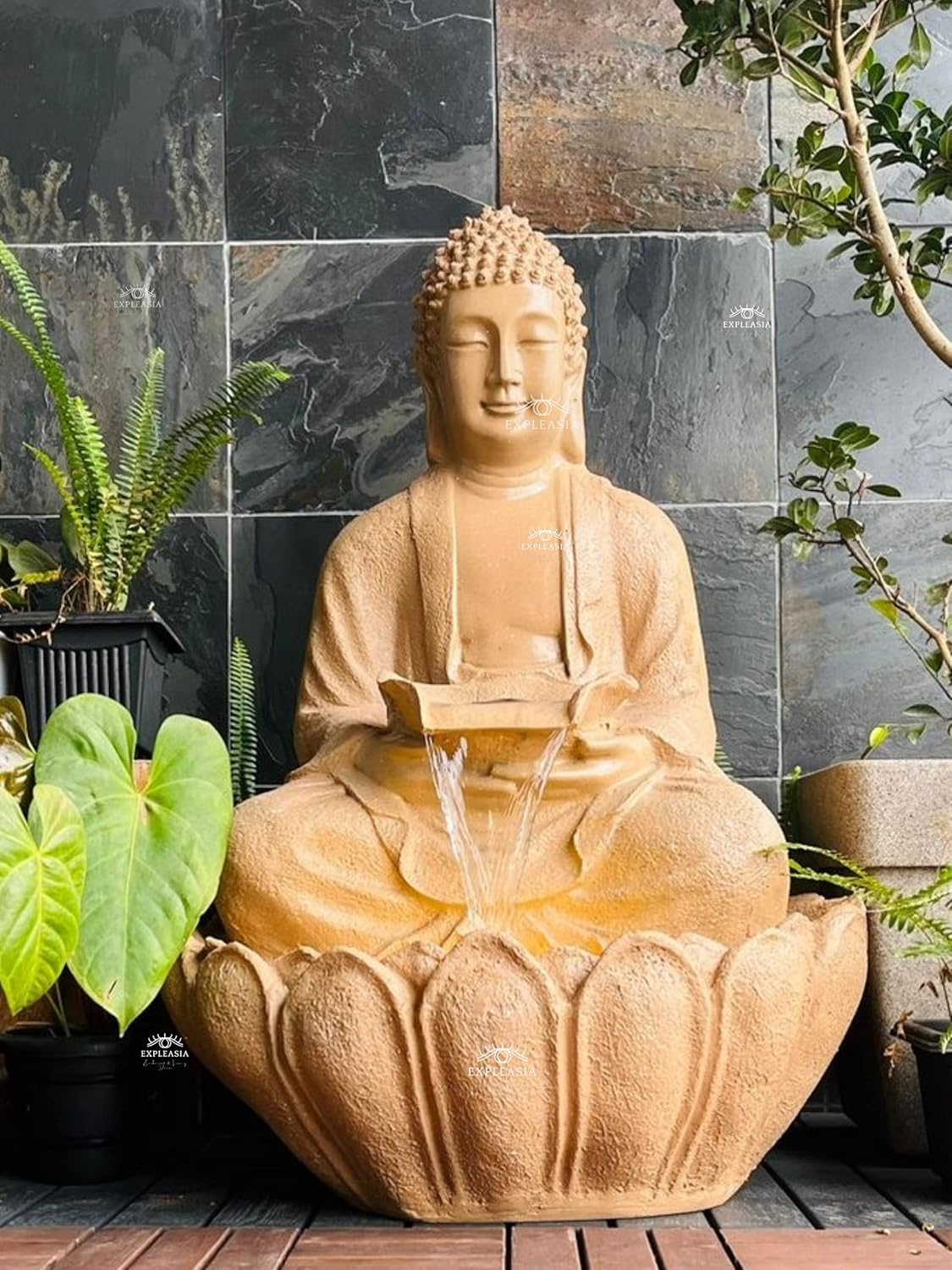 Lotus Buddha Water Fountain for Home, Indoor Fountain Big Size, for Garden, Home vastu, Buddha Fountain with electrcials Warranty, 3 feet